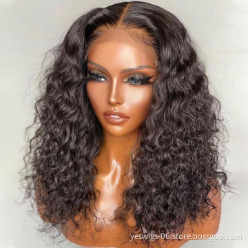 Deep Curly Wave Short Bob Wig Raw Brazilian Virgin Human Hair HD Transparent Lace Front Wigs For Black Women Human Hair Bob Wigs
